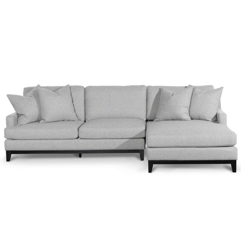 Harborview 3 Seater Right Chaise Fabric Sofa Grey Front View