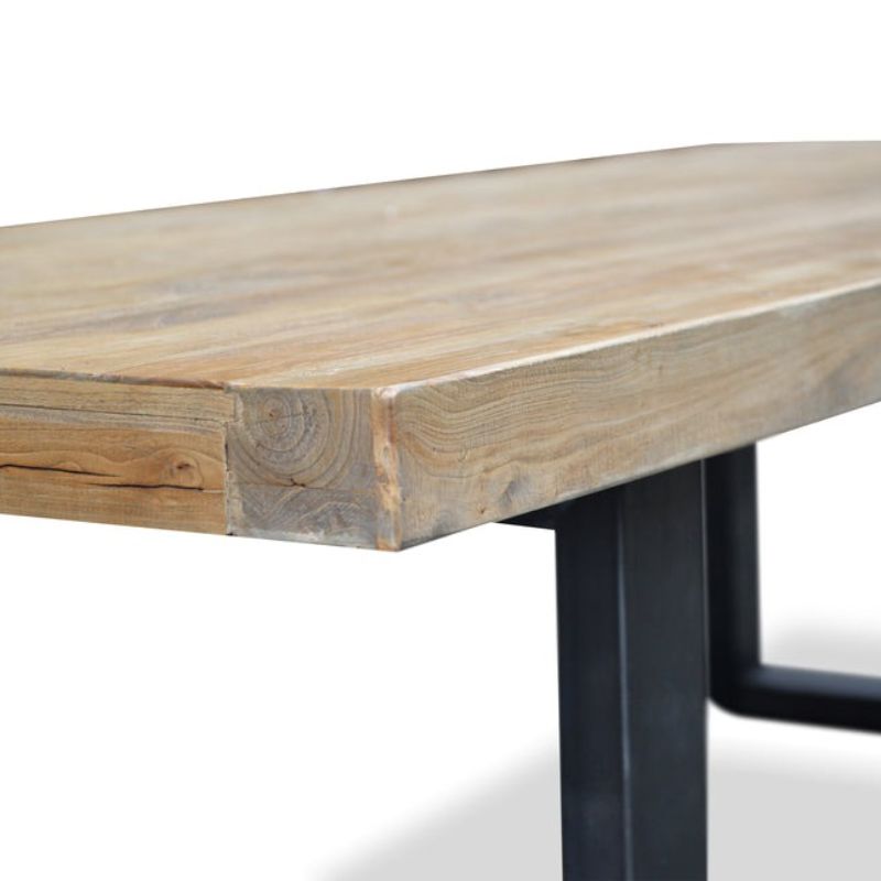 Harbrow 240CM Reclaimed Elm Wood Dining Table Close View