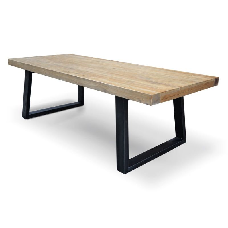 Harbrow 240CM Reclaimed Elm Wood Dining Table Corner View