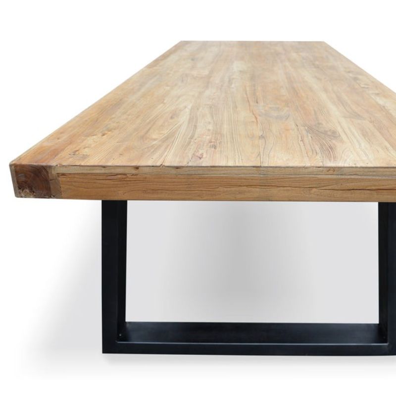 Harbrow 240CM Reclaimed Elm Wood Dining Table Side