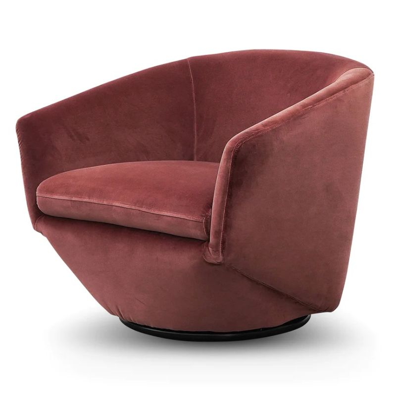 Harland Fabric Lounge Chair Blood Orange Angle