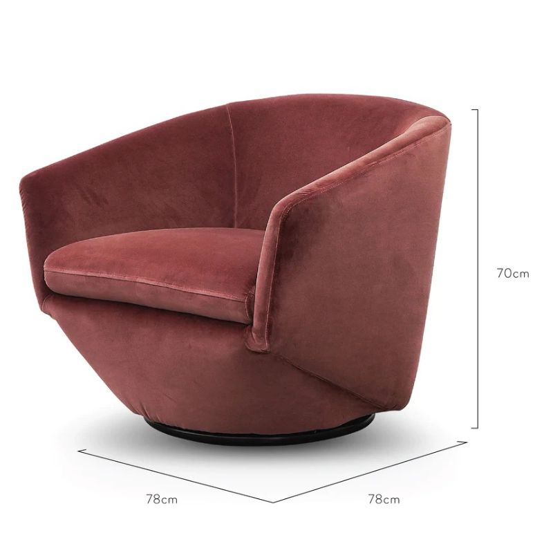 Harland Fabric Lounge Chair Blood Orange Dimension