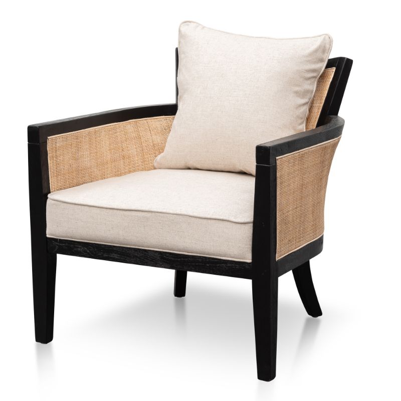 Hastings Rattan Armchair Distress Black And Sand White Angle View