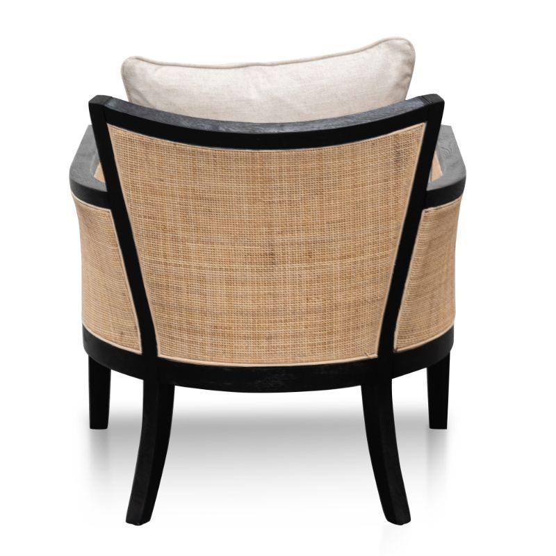 Hastings Rattan Armchair Distress Black And Sand White Back View