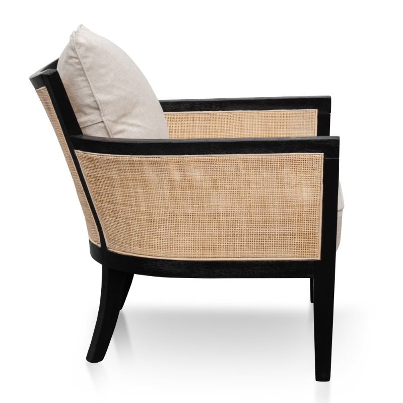 Hastings Rattan Armchair Distress Black And Sand White Side View