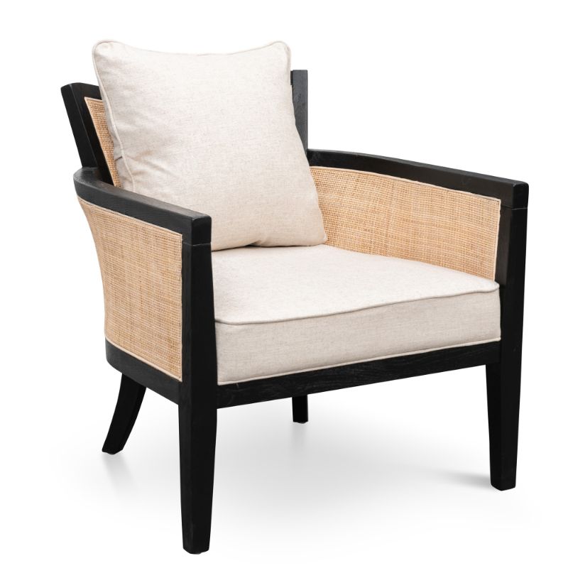 Hastings Rattan Armchair Distress Black And Sand White WithCushion