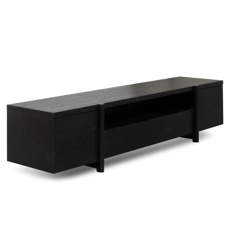 Hawkhurst 210CM Entertainment Tv Unit Lowline Black Oak Right Angle