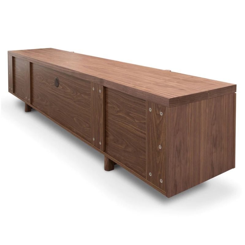 Hawkhurst 210CM Entertainment Tv Unit Lowline Walnut Back Angle