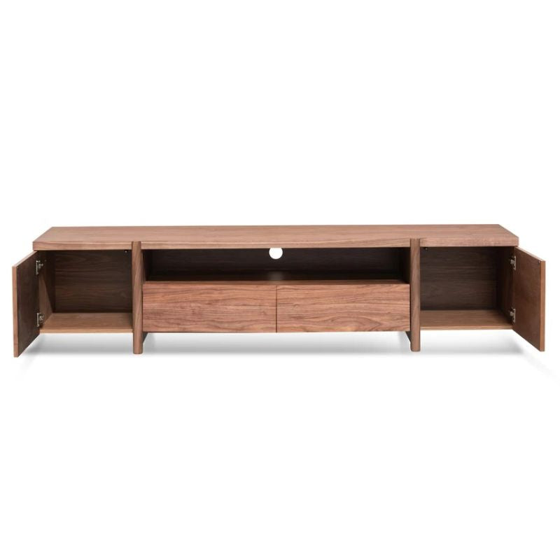 Hawkhurst 210CM Entertainment Tv Unit Lowline Walnut Full Open Drawer