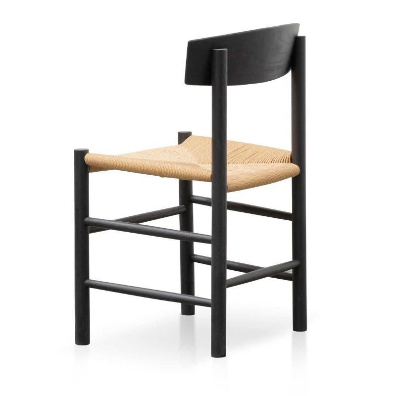Hawthorne Rattan Dining Chair Black And Natural Angle View