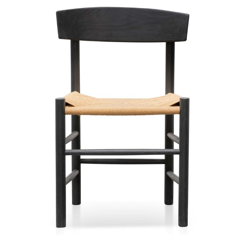Hawthorne Rattan Dining Chair Black And Natural Front View
