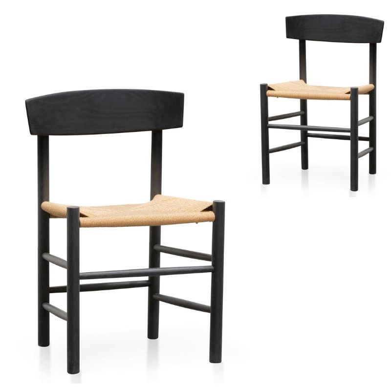 Hawthorne Rattan Dining Chair Black And Natural