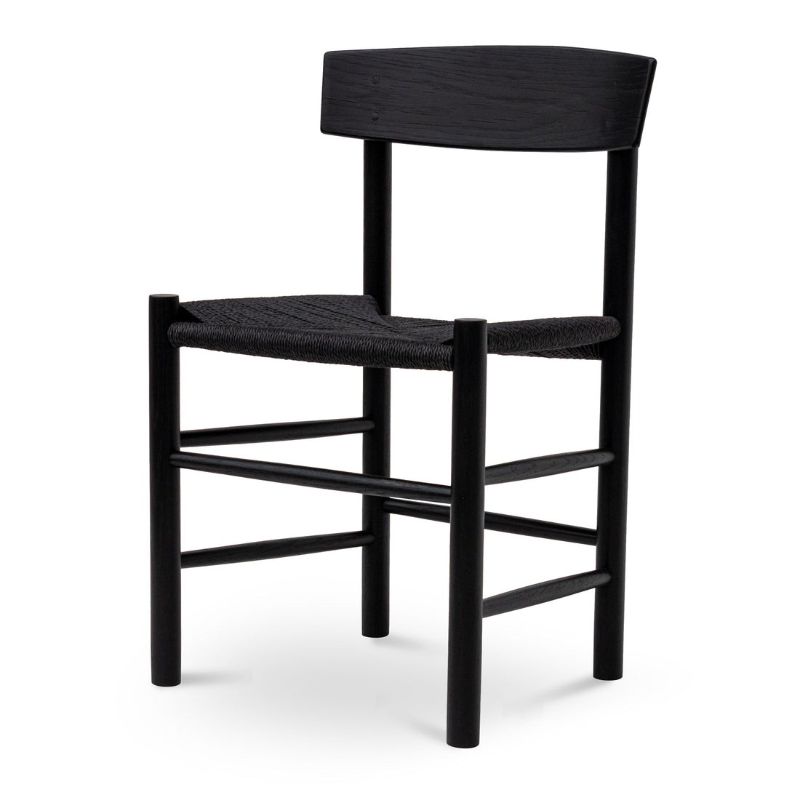 Hawthorne Rattan Dining Chair Full Black Angle View