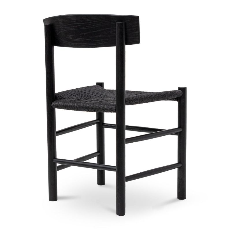 Hawthorne Rattan Dining Chair Full Black Back Angle