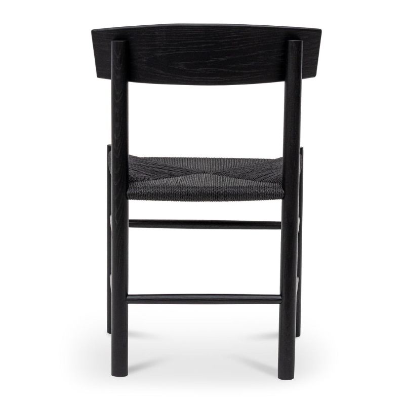 Hawthorne Rattan Dining Chair Full Black Back View
