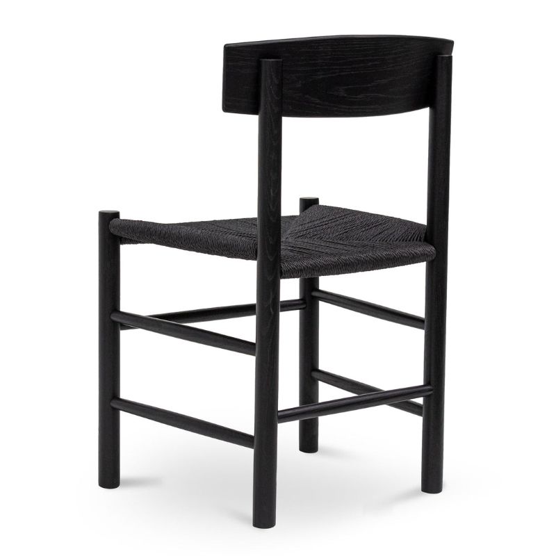 Hawthorne Rattan Dining Chair Full Black Left Angle View