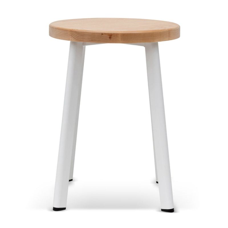Hazelgate 46CM Natural Wooden Seat Natural And White Full View
