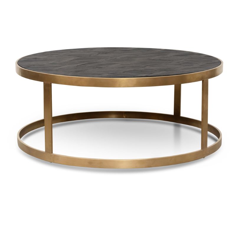 Hennessy 100CM Black Coffee Table Golden Base