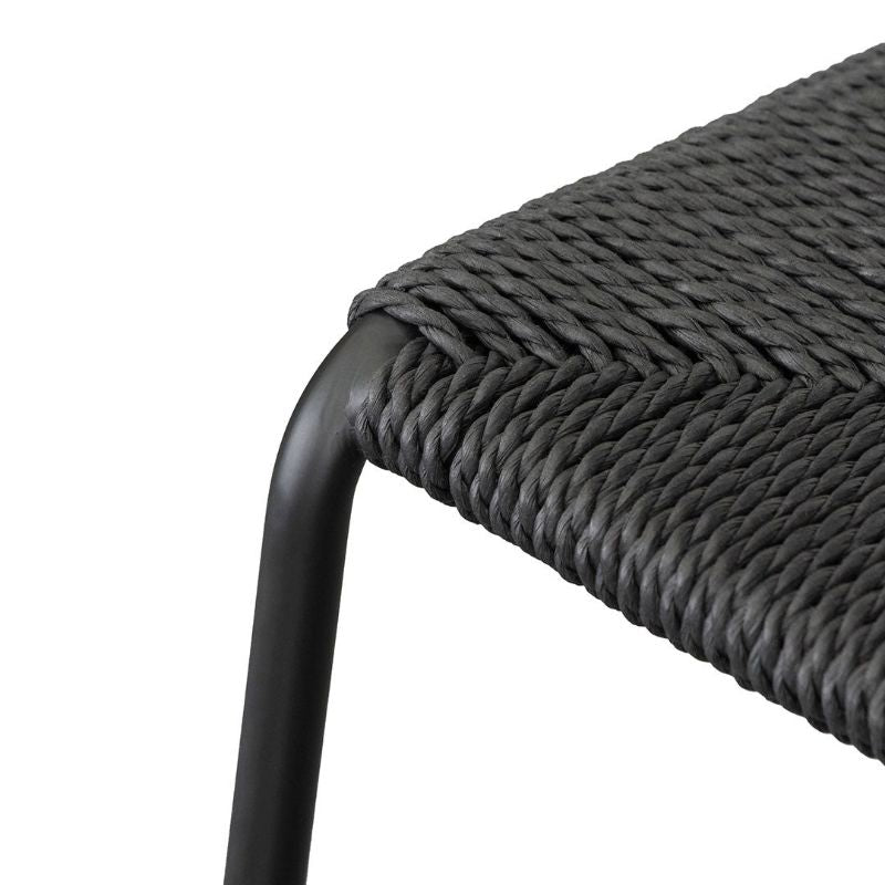 Highland 65CM Rattan Bar Stool Black Seat