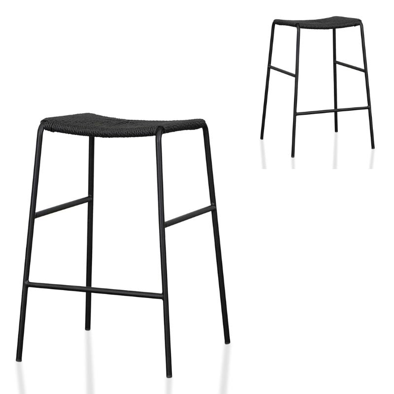 Highland 65CM Rattan Bar Stool Black