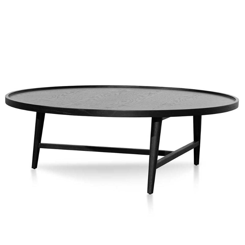 Holbrook 110CM Round Wooden Coffee Table Black Front View