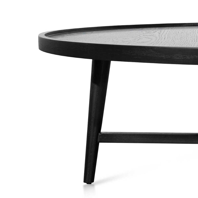 Holbrook 110CM Round Wooden Coffee Table Black Legs