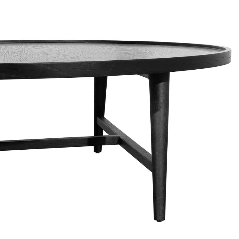 Holbrook 110CM Round Wooden Coffee Table Black Right Side