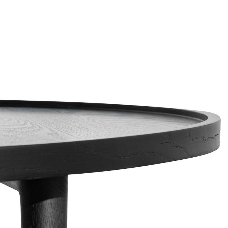 Holbrook 110CM Round Wooden Coffee Table Black Side Finishing
