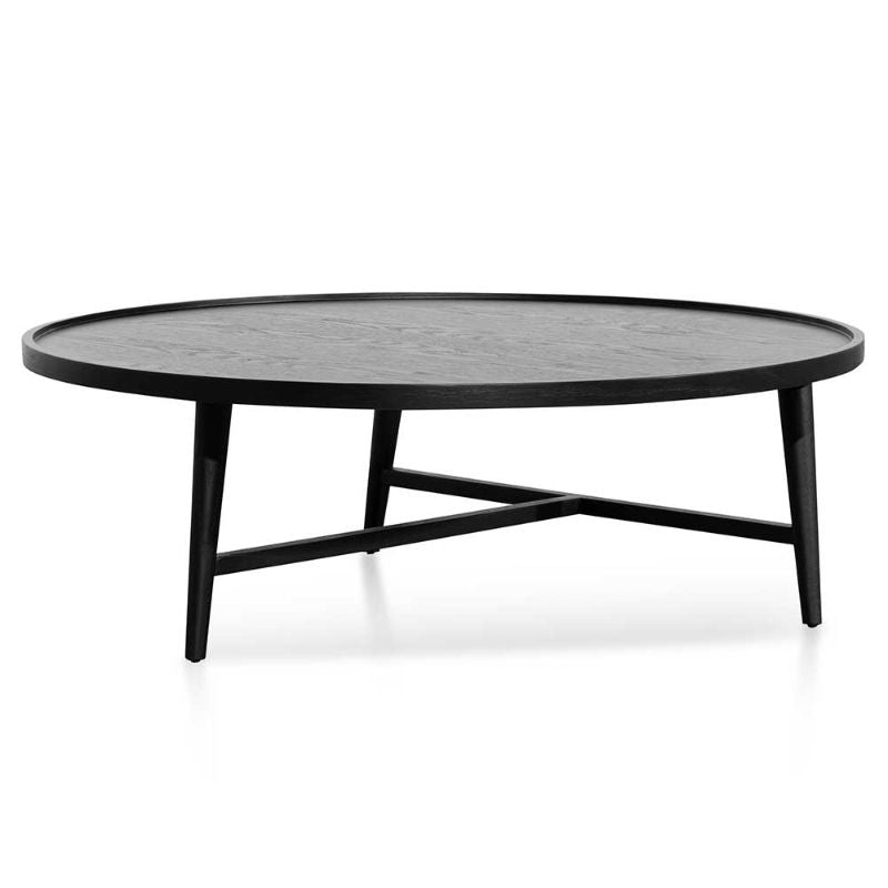 Holbrook 110CM Round Wooden Coffee Table Black Side View