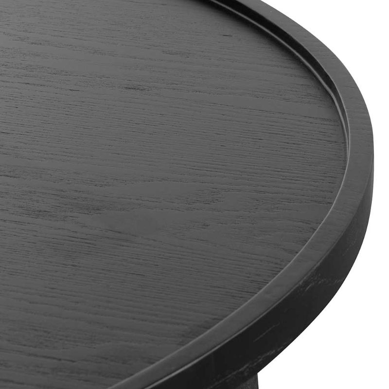 Holbrook 110CM Round Wooden Coffee Table Black Top Finishing
