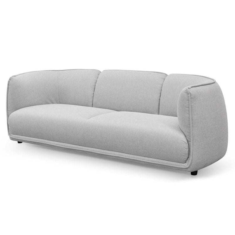 Horizons 3 Seater Fabric Sofa Light Texture Grey Angle