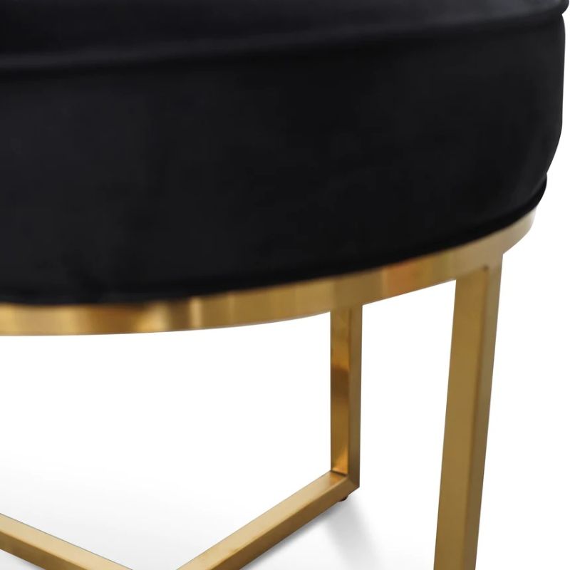 Irving Ottoman Brushed Gold Base Black Right Close