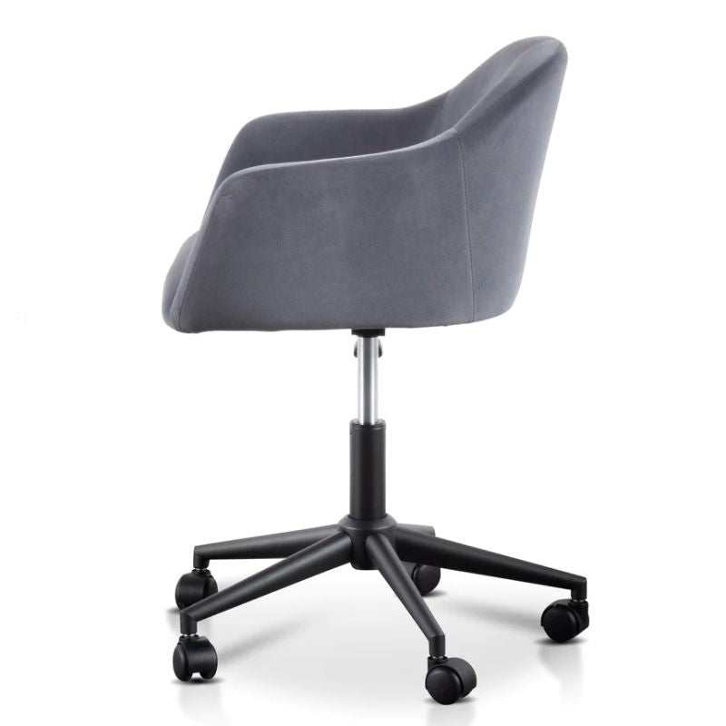 Islington Charcoal Velvet Office Chair Side