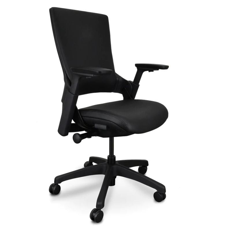 Kendalwood Ergonomic Leather Office Chair Black Angle