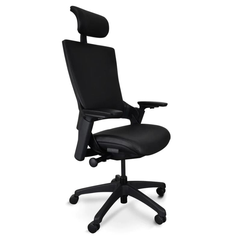 Kendalwood Ergonomic Leather Office Chair Ergonomic Leather Black Angle