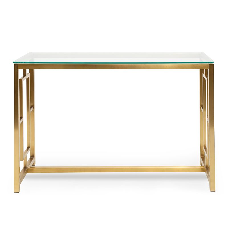 Kenton 120CM Glass Console Table Brushed Gold Base Front