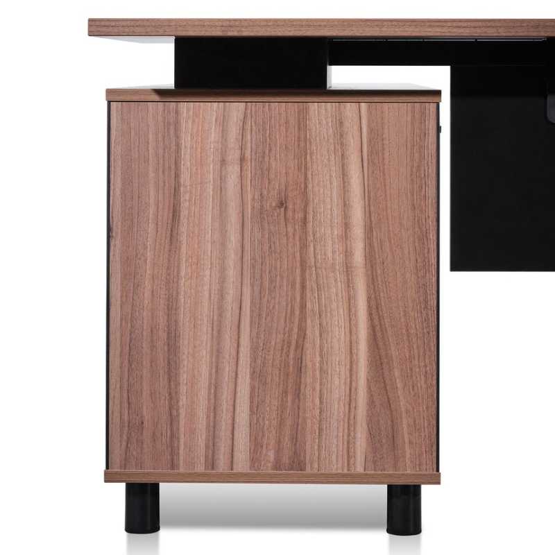 Lakefront 180CM Executive Desk Right Return With Black Legs Walnut Side View