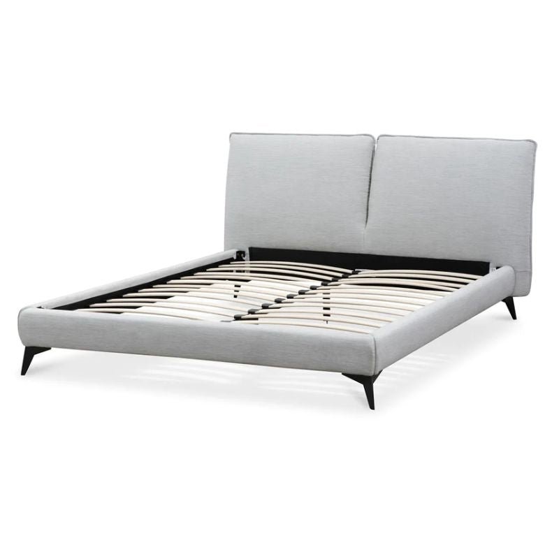 Larchfield Fabric Queen Bed Pearl Grey Open