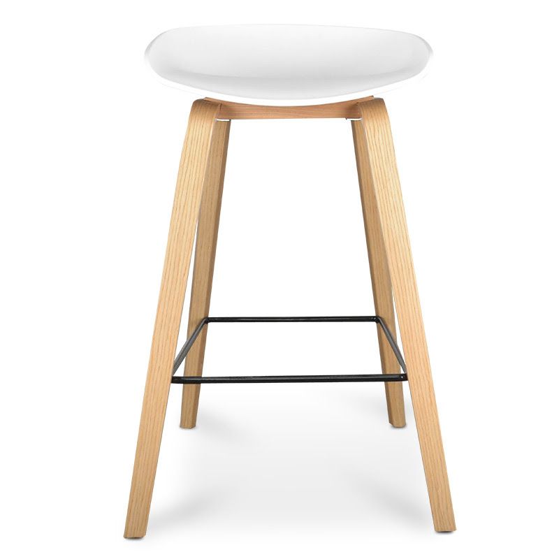 Larchmont 65CM Bar Stool White And Natural Side View