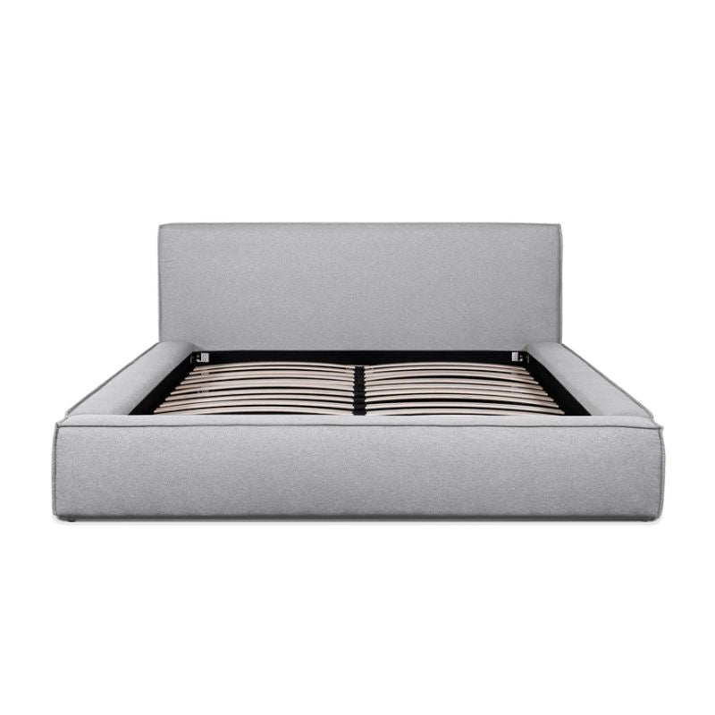 Loxford Fabric Queen Bed Frame Pearl Grey Front