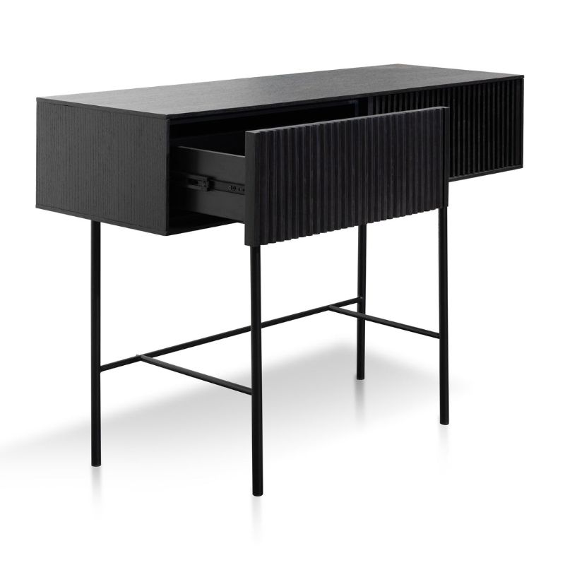 Loxley 120CM Console Table Black Drawer Open