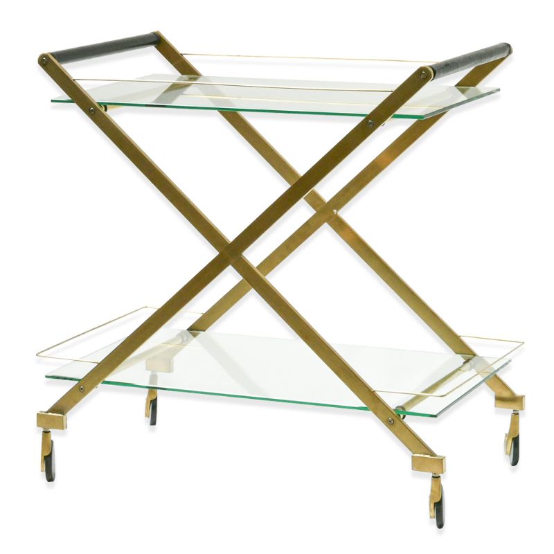 Lytton Bar Cart Brushed Gold Angle View