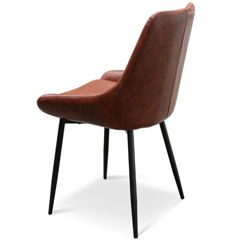 Lytton Dining Chair Set Of 2 Cinnamon Brown Pu Leather Angle