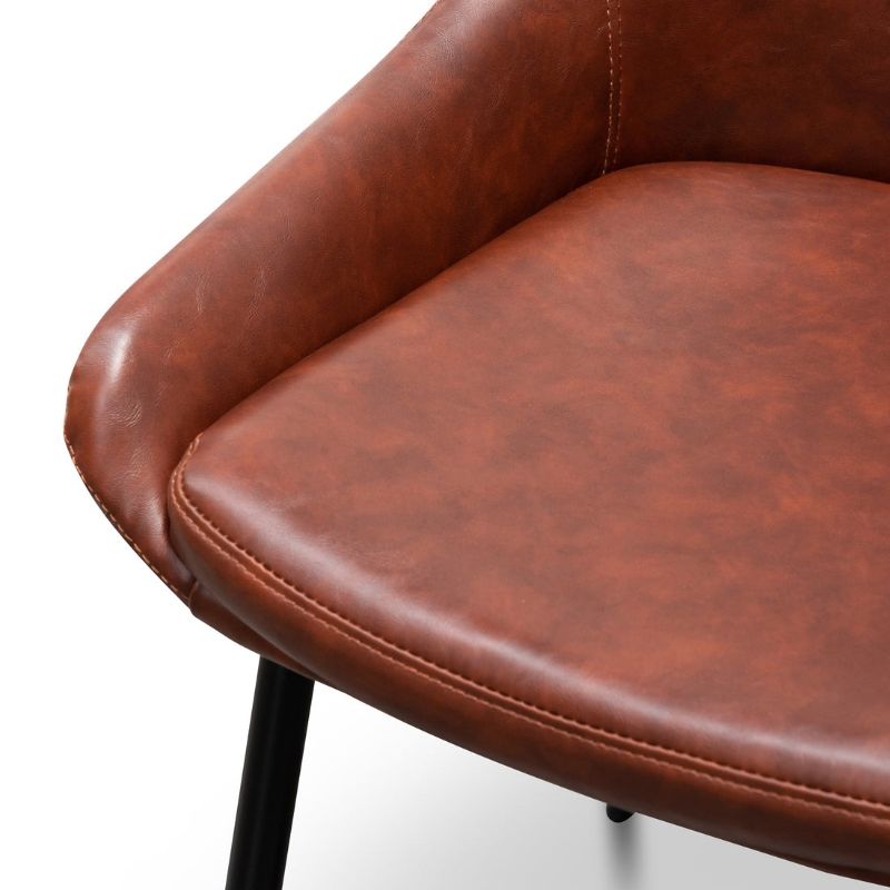 Lytton Dining Chair Set Of 2 Cinnamon Brown Pu Leather Closeup