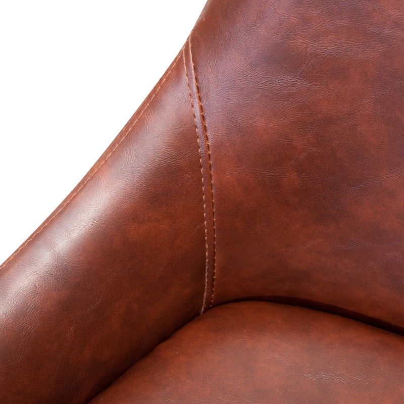 Lytton Dining Chair Set Of 2 Cinnamon Brown Pu Leather Seat Handle Closeup