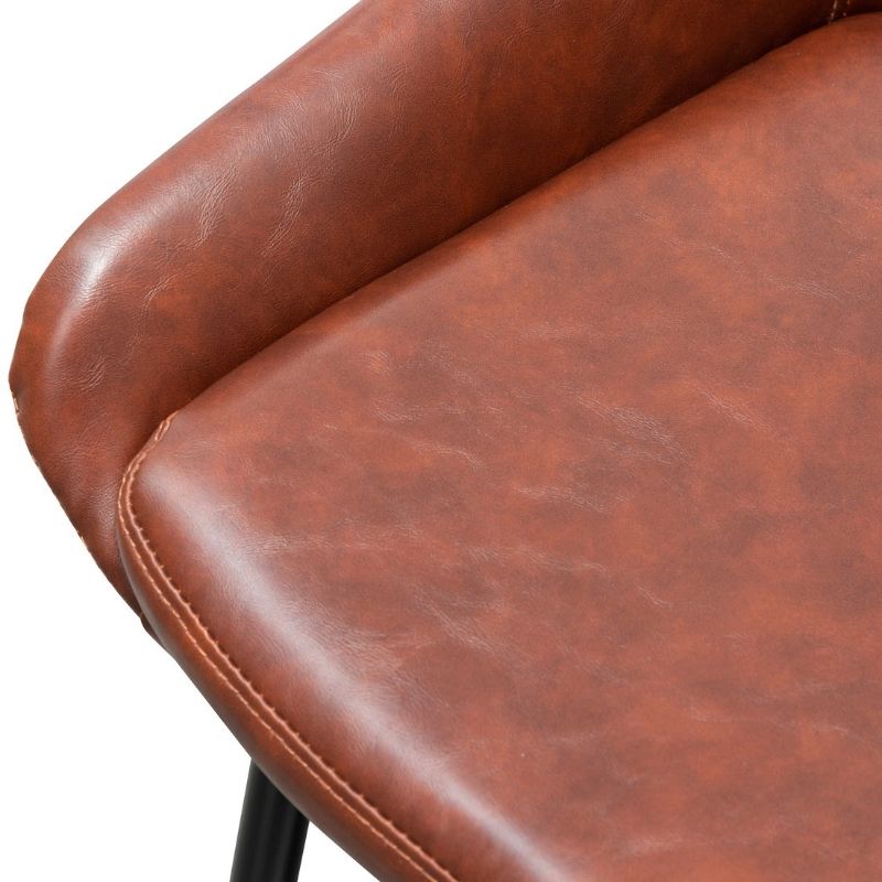 Lytton Dining Chair Set Of 2 Cinnamon Brown Pu Leather Seat Leather