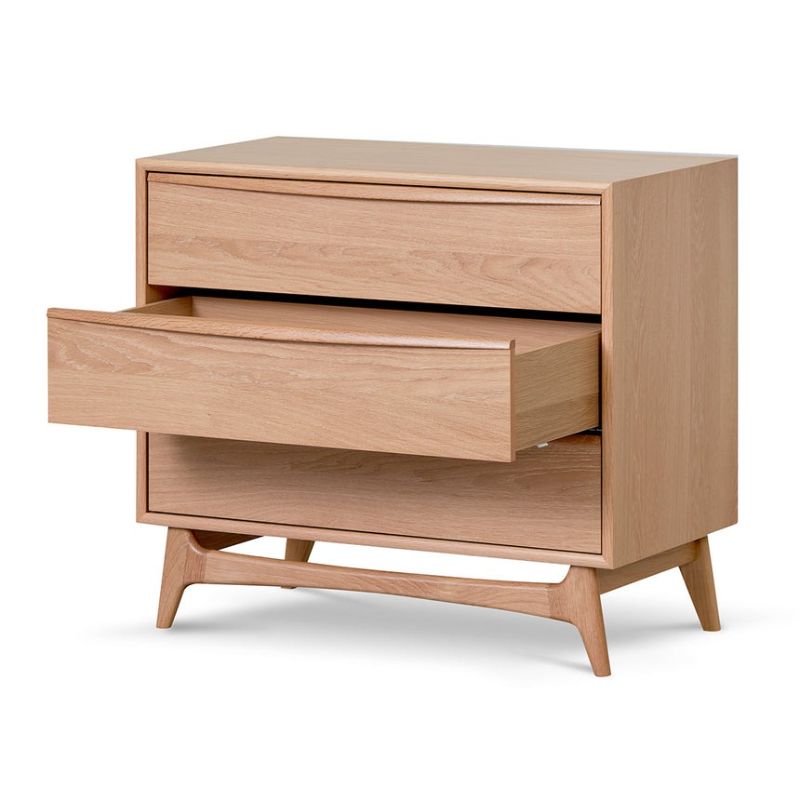 Macefield 3 Drawer Chest Natural Oak Middle Drawer Open