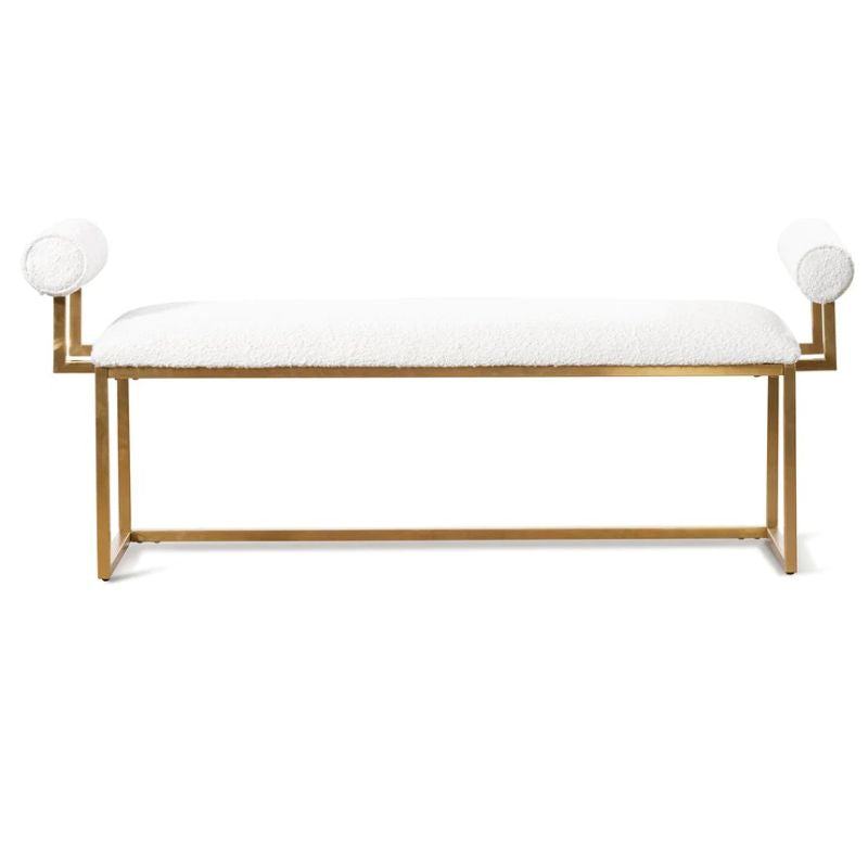 Magnolia Bench Brushed Gold Base Ivory White Full