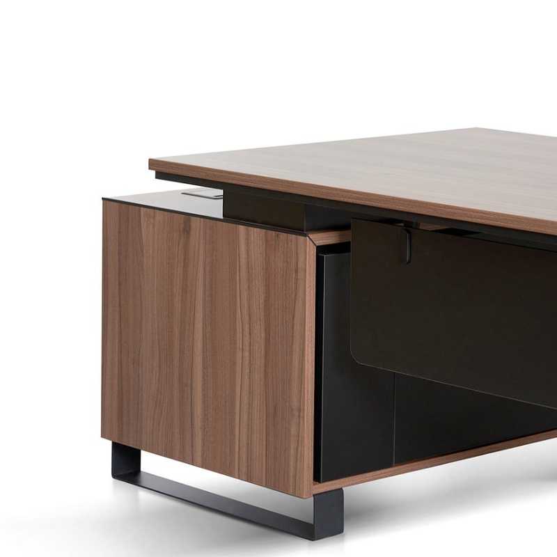 Mapleview 230CM Return Office Desk Walnut Desk Corner View