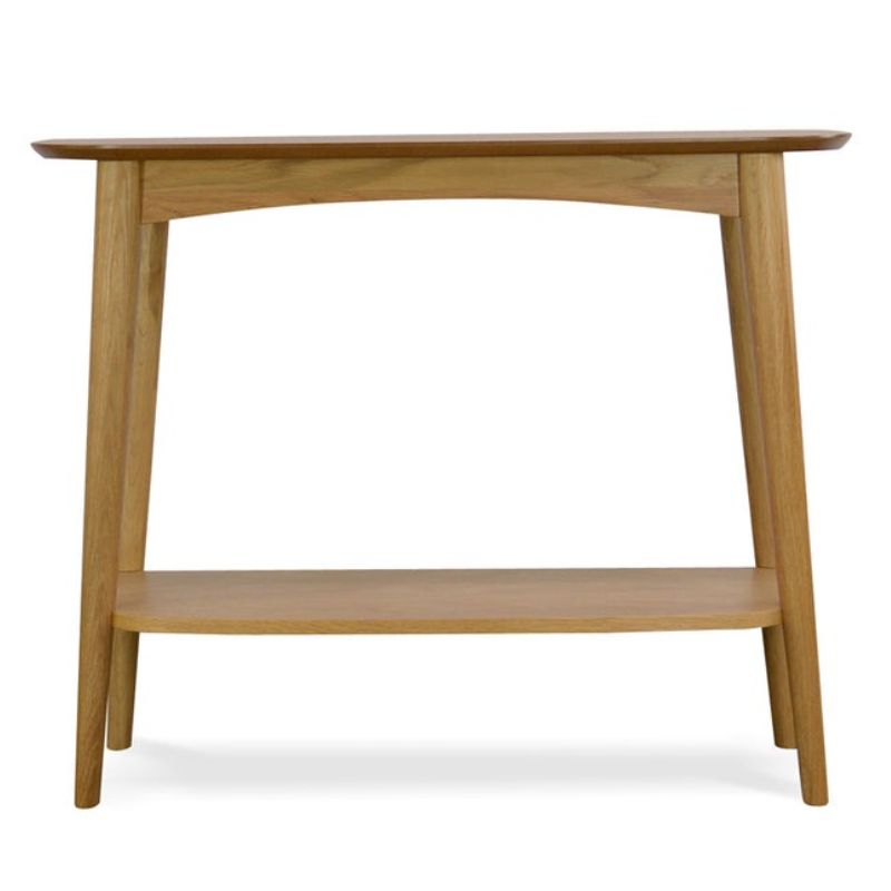 Marigold Narrow Wood Console Table With Shelf Front View